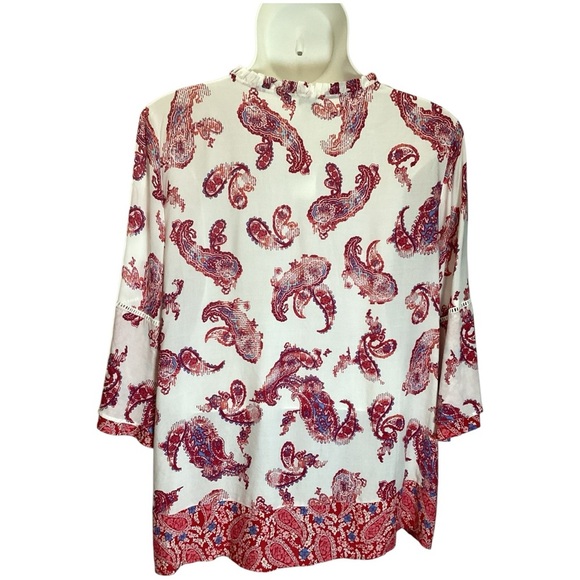 Plus Size, Cato Red and White Patterned Blouse, 3X - Picture 3 of 10
